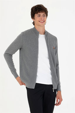 U. S. Polo Assn / Мужской серый меланжевый базовый трикотажный кардиган - U.s. polo assn фото 10