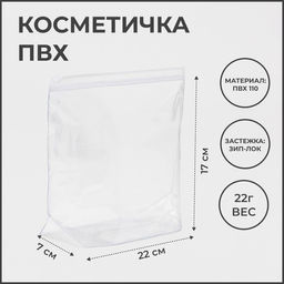 Цена за 3 шт. Косметичка с застежкая зип-лок, прозрачная