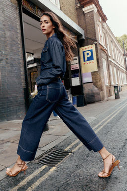 Z1975 WIDE-LEG CROPPED HIGH-WAIST JEANS WITH BELT - Zara фото 5