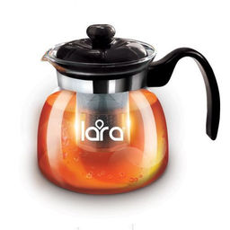 Заварочный чайник LARA 750мл, БОРОСИЛИКАТНОЕ СТЕКЛО, стальной фильтр, отделка хром (LR06-08)