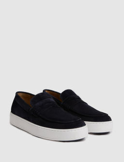 Lacivert %100 Deri S_et Loafer Ayakkab_