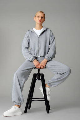 Арт. 2545 Костюм женский с брюками 44-50 (4 шт) Цвет:серый меланж