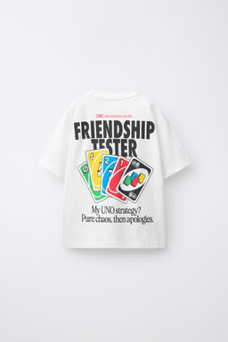 CAMISETA ESTAMPADO JUEGO CARTAS UNO  / Blanco