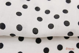 Штапель Россыпь черного среднего гороха на белом, ш.1.43м, вискоза-100%, 100гр/м.кв - Купава фото 3