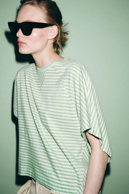 CAMISETA OVERSIZED RAYAS / Verdes - Zara фото 3