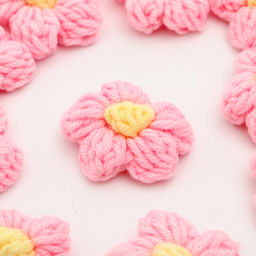 Цветок вязаный, набор 10 шт., размер 1 шт., 4 × 1,5 см, цвет нежно-розовый
