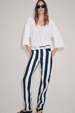 JEANS ZW COLLECTION RECTOS TIRO MEDIO RAYAS / Blanco / Marino