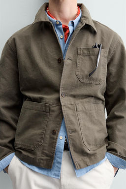 SOBRECAMISA RELAXED FIT CANVAS LAVADO / Marr?n / Topo - Zara фото 5