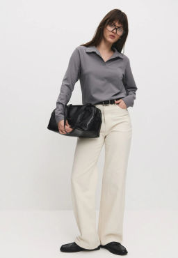 Лонгслив-поло 26204-536 серый