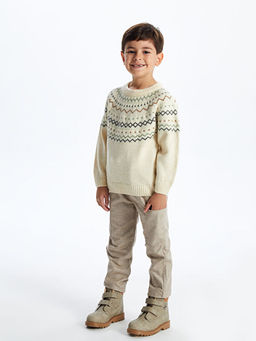 Beli Lastikli Bask?l? Erkek ?ocuk Jogger Pantolon