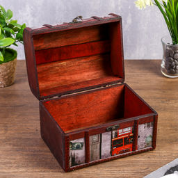 Шкатулка для украшений «Сундучок. Путешествие по Европе», дерево, 15×20×15 см