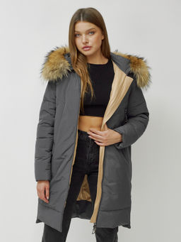 Куртка ПРЕМИУМ КЛАССА зимняя с мехом ЕНОТА, темно-серого цвета - Mtforce фото 20