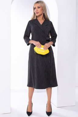 Платье офисное на запахе (блэк/полоска) П8204 - Lt collection фото 5