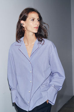 ZW COLLECTION CONTRAST TRIM SHIRT - Zara фото 5