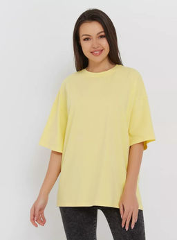 K11613 Футболка OVER SIZE (плотный хлопок) СВ_ЖЕЛТЫЙ