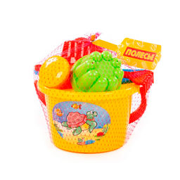 Набор детский №205 ( ведро среднее 1л , лопатка, грабельки,2 формочки, лейка малая №4) арт. 4375