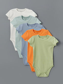 Bisiklet Yaka Basic Erkek Bebek ??t??tl? Bodysuit 5li
