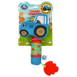 Погремушка - пищалка мягкая "Синий Трактор" с прорезывателем и фактурными элементами (EF-STR-01, 359107)