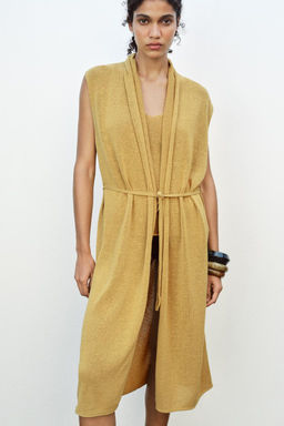 LONG KNIT LINEN WAISTCOAT