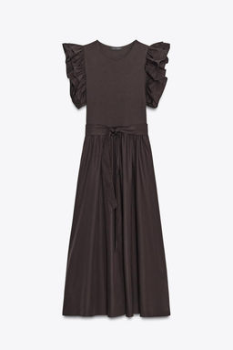 RUFFLED CONTRAST DRESS - Zara фото 13