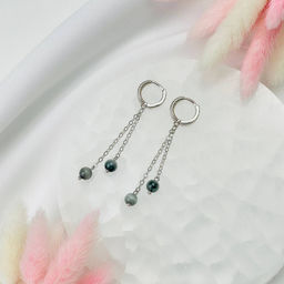 Серьги на цепочке из Соколиного глаза