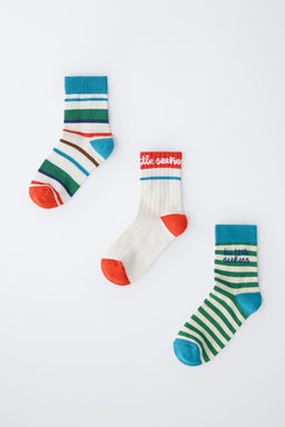 PACK TRES CALCETINES MEDIOS RAYAS ISABELLE VANDEPLASSCHE  / Multicolor - Zara фото 4