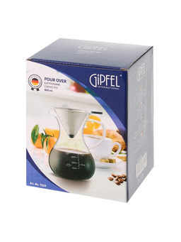7224 GIPFEL Кофейник POUR OVER с фильтром из нержавеющей стали, 600мл, боросиликатное стекло - Werner фото 2