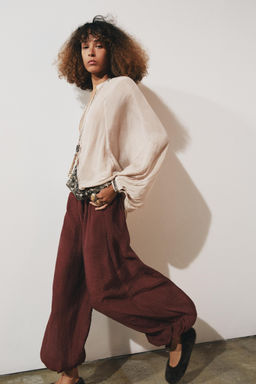 ZW COLLECTION TIE WAIST BLOOMER TROUSERS - Zara фото 2