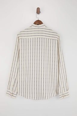 Ekru Keten Kar?s?ml? Salas Dokumlu Gomlek TMNSS25GO00059