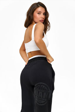 Штаны Майами черные, с черным принтом