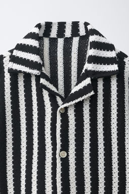 CAMISA PUNTO RAYAS / Negro - Zara фото 3
