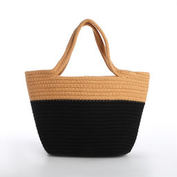 Сумка женская плетёная без застёжки, цвет чёрный/бежевый