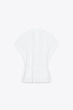 LINEN BLEND BELTED BLOUSE - Zara фото 13