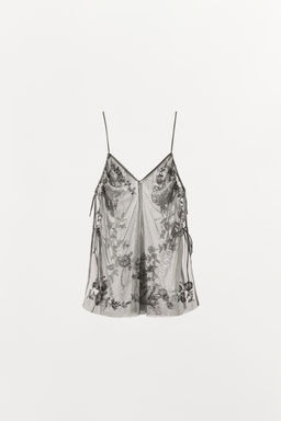 TOP BORDADOS LENTEJUELAS / Gris claro - Zara фото 9