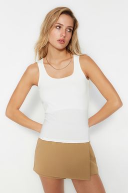 TRENDYOLMILLA Vizon Kare Yaka Fitted/Vucuda Oturan Esnek Orme Atlet TWOSS23AL00037  фото 13