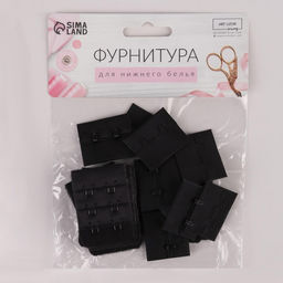 Цена за 2 шт. Застёжка для бюстгальтера, 3 ряда 2 крючка, 3,3 2,8 см, 3,3 5 см, 10 шт, цвет чёрный - Арт узор фото 3