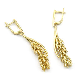 Серьги позолоченные Колос 54мм, 9г Радуга камня