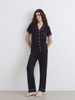 G?mlek Yaka Kad?n Pijama Tak?m