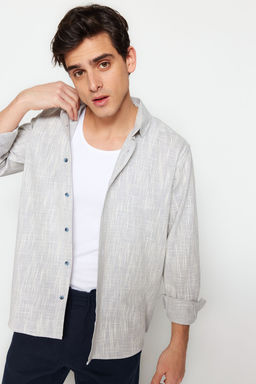 Mavi Regular Fit %100 Pamuk Keten Gorunumlu Gomlek TMNSS23GO00111