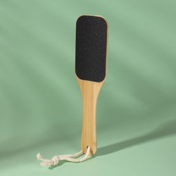 Тёрка для ног BAMBOO, наждачная, двусторонняя, с подвесом, 25 см, бамбуковая
