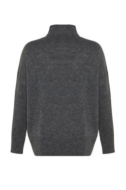 Antrasit Genis Kal?p Yumusak Dokulu Triko Kazak TWOAW23KZ00469 - Trendyolmilla фото 12