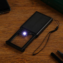 Лупа карманная выдвижная 6х, 3х, 17×8 см, с подсветкой, стекло 6×4.5 см, d=2 см