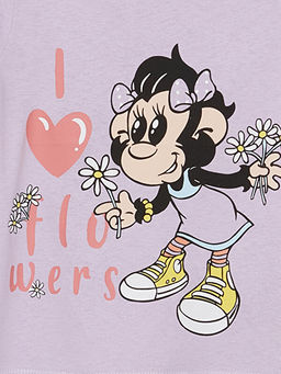 Bisiklet Yaka K?sa Kollu Nostaljik Maymun Bask?l? K?z Bebek Ti??rt - Waikiki фото 2