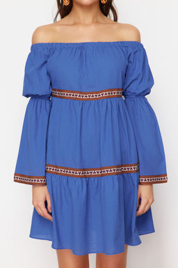 Saks Mini Dokuma F?rf?rl? Plaj Elbisesi TBESS24EL00090 - Trendyolmilla фото 4