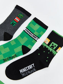 Minecraft Bask?l? Erkek ?ocuk Soket ?orap 5li