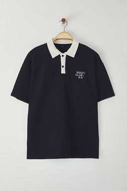 Lacivert Regular Polo Yaka D_z _rme Polo Yaka T-shirt TMNSS25PO00005