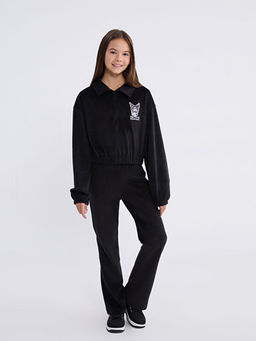 Polo Yaka Kuromi Nak??l? K?z ?ocuk Sweatshirt ve Tayt