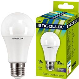 Ergolux LED-A60-12W-E27-3K (Эл.лампа светодиодная ЛОН 12Вт E27 3000K 172-265В) 12150 (шт.)