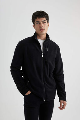 Флисовый кардиган стандартного кроя с воротником-стойкой