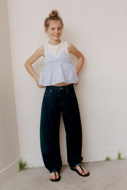 TOP RAYAS CON CAMISETA RIB / Azul